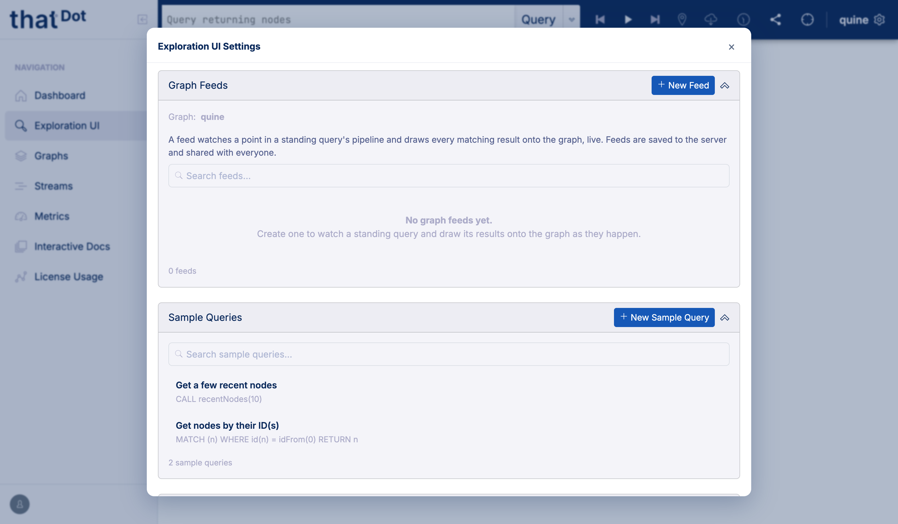 Exploration UI Settings