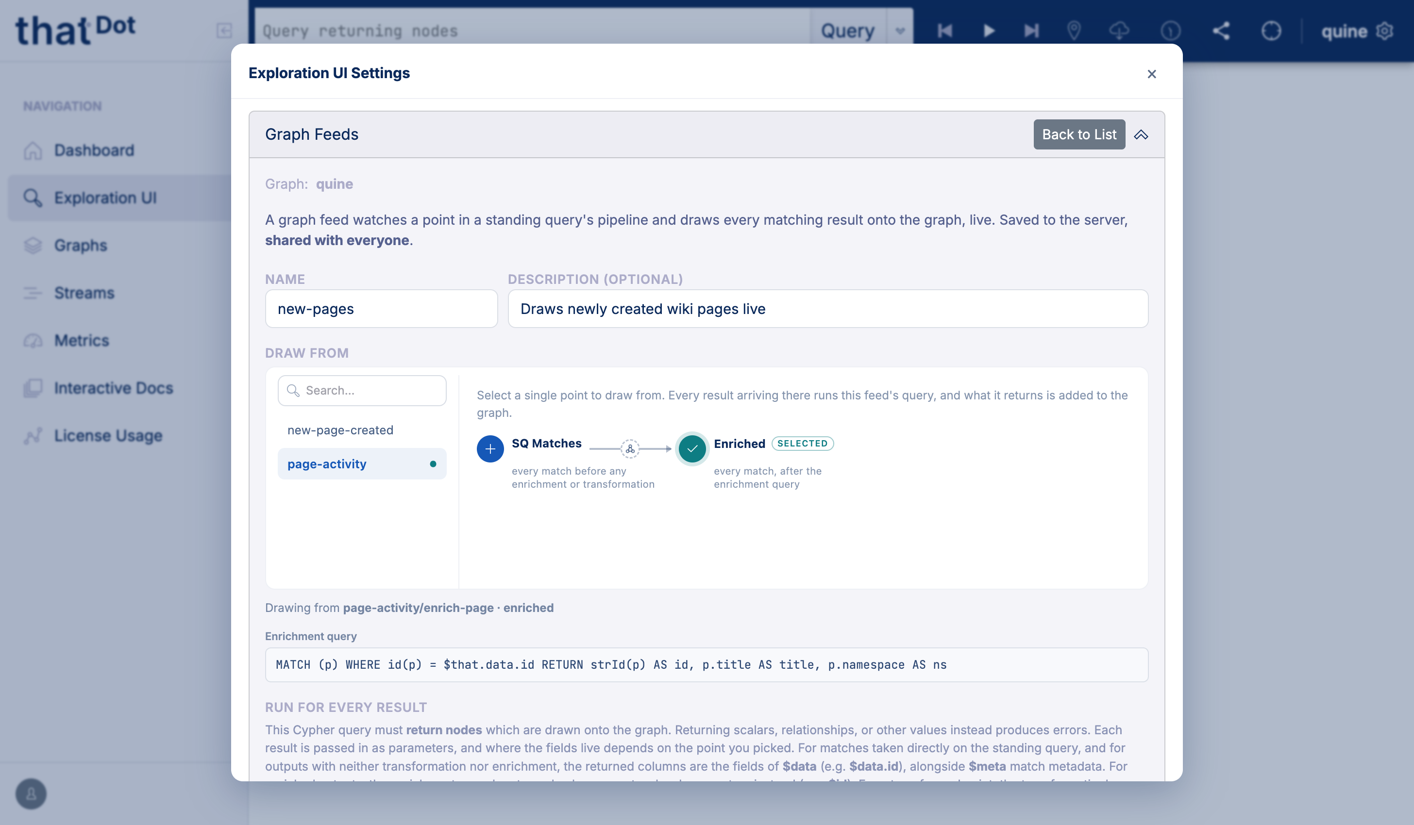 Creating a graph feed