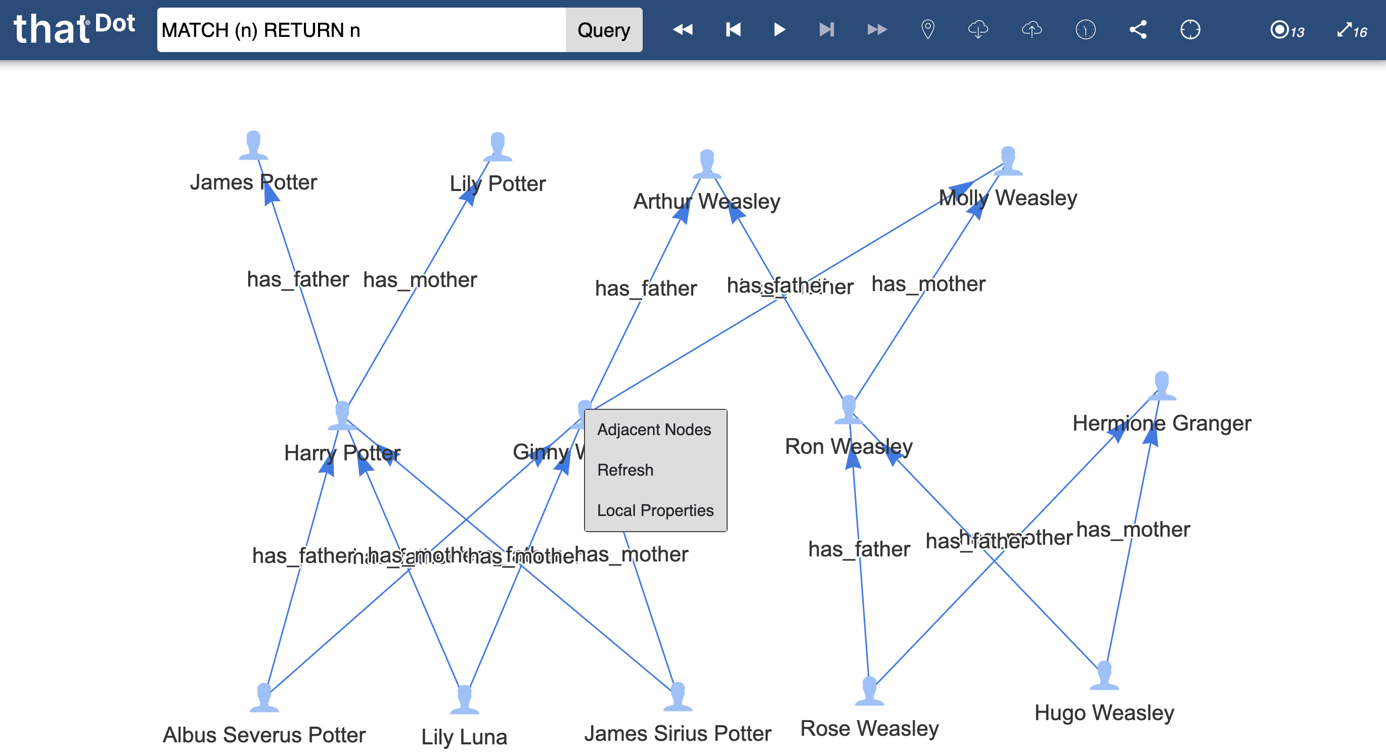 Quick Queries shown when right-clicking a node